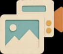 Ícone papercut de fotografias de memória