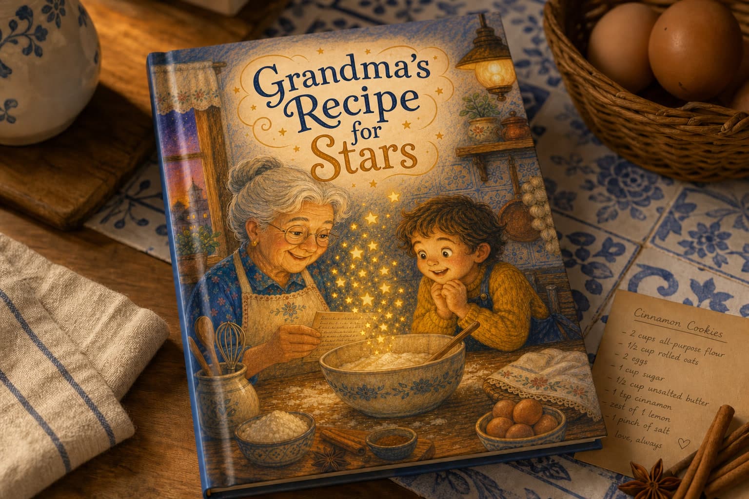 Grandparents and grandchildren reading a personalized family book together