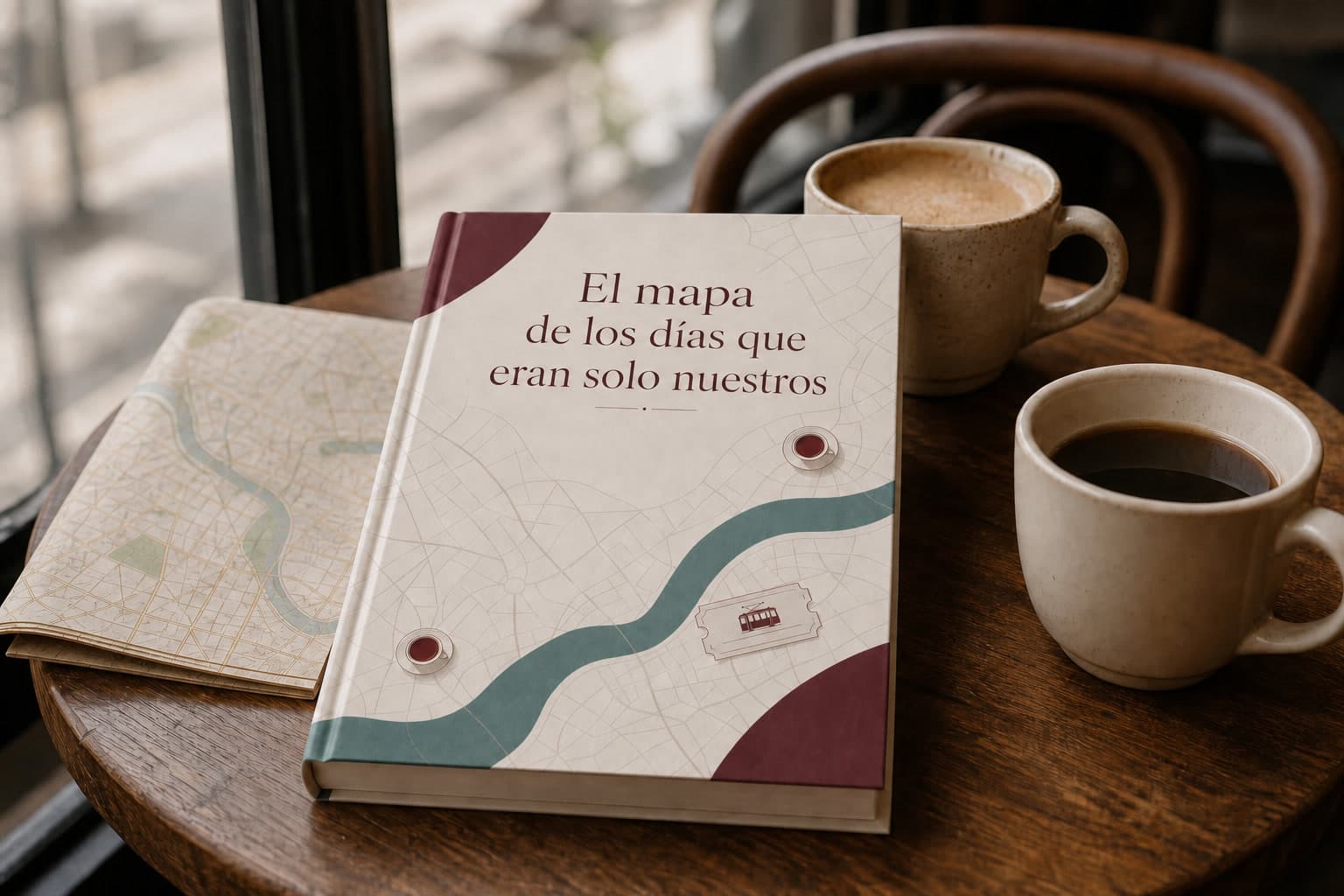 Libro personalizado de viaje en pareja con un mapa y recuerdos